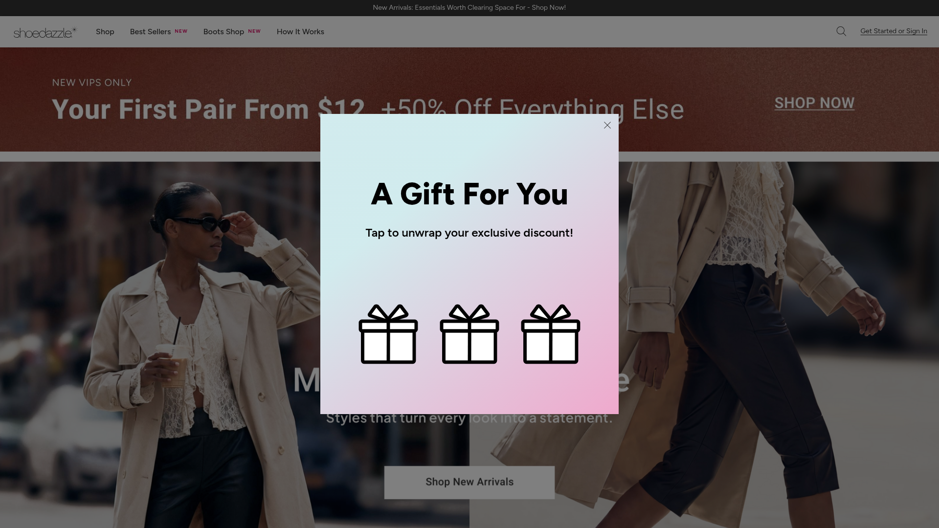 Screenshot van shoedazzle.com