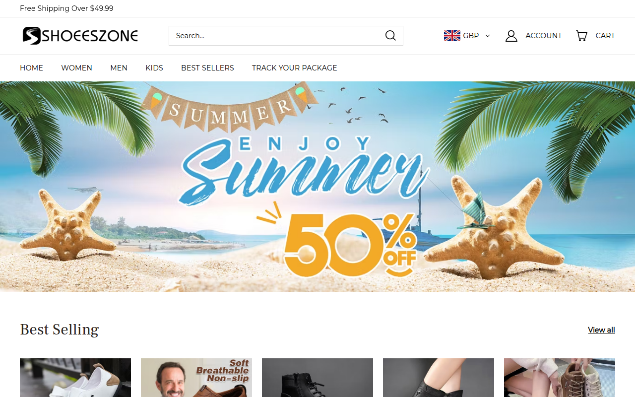 Screenshot van shoeeszone.co