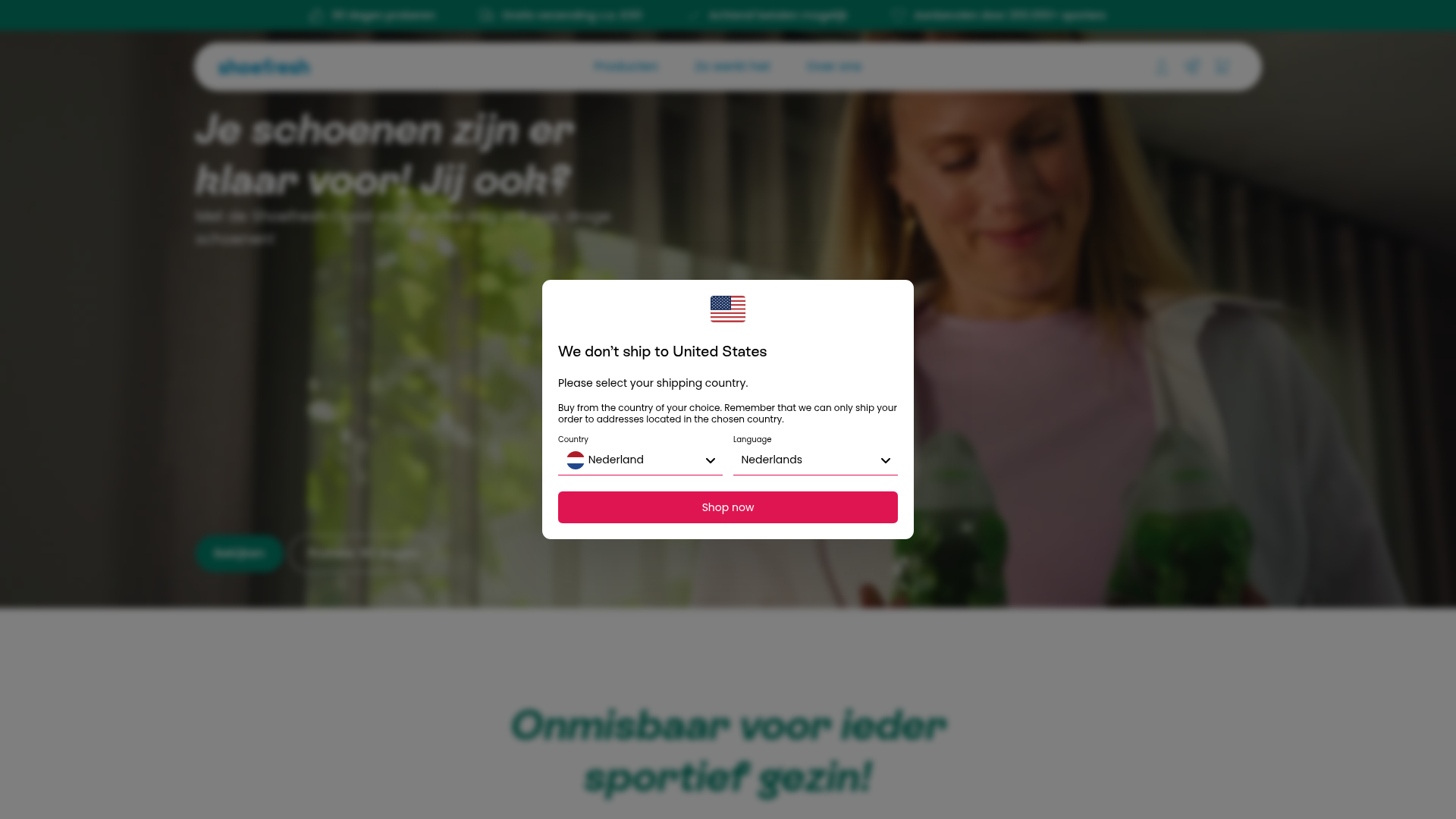 Screenshot van shoefresh.eu