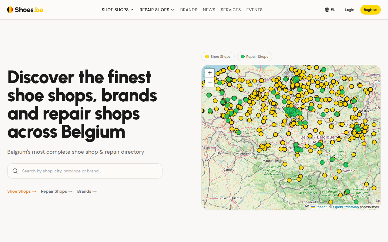 Screenshot van shoes.be