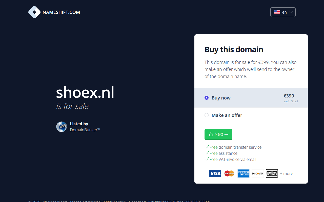 Screenshot van shoex.nl