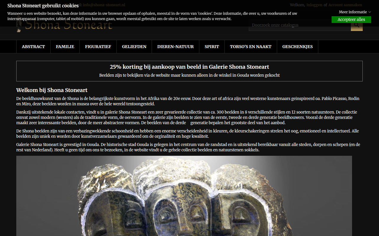 Screenshot van shona-stoneart.nl