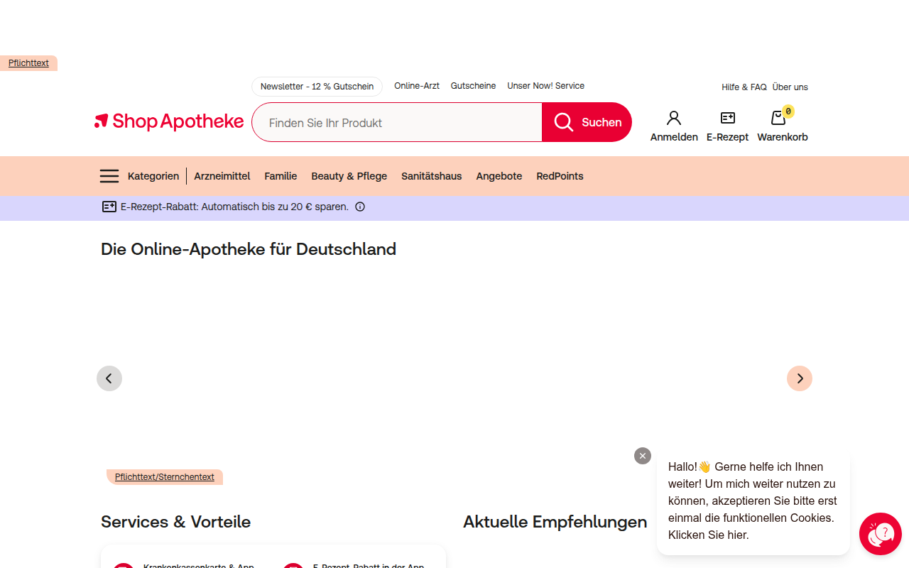 Screenshot van shop-apotheke.com