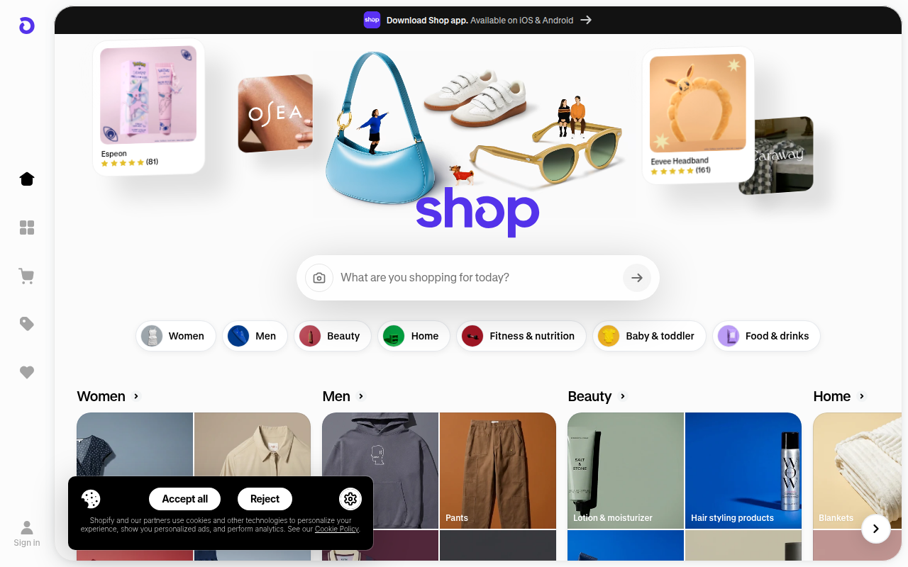 Screenshot van shop.app