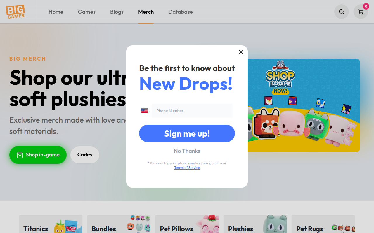 Screenshot van shop.biggames.io