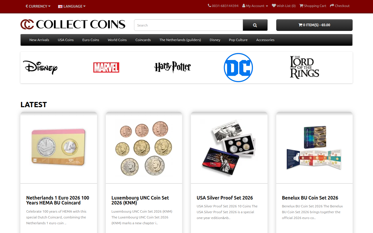 Screenshot van shop.collectcoins.com