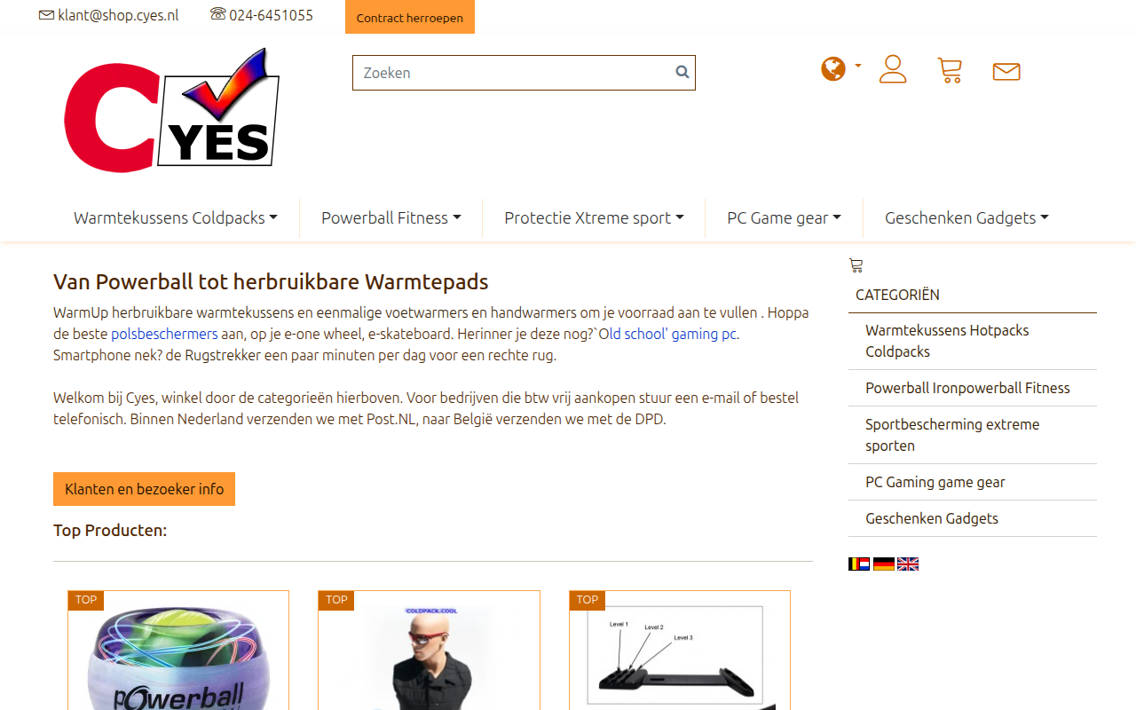 Screenshot van www.cyes.nl