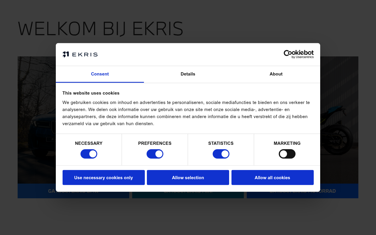 Screenshot van shop.ekris.nl