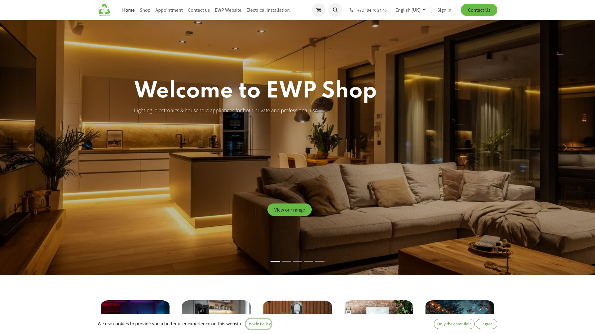 Screenshot van shop.ewpsolutions.be