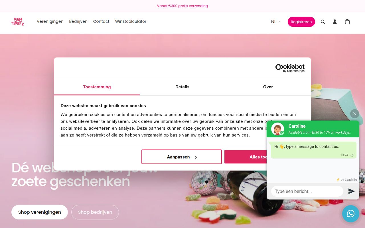 Screenshot van shop.fantasty.be