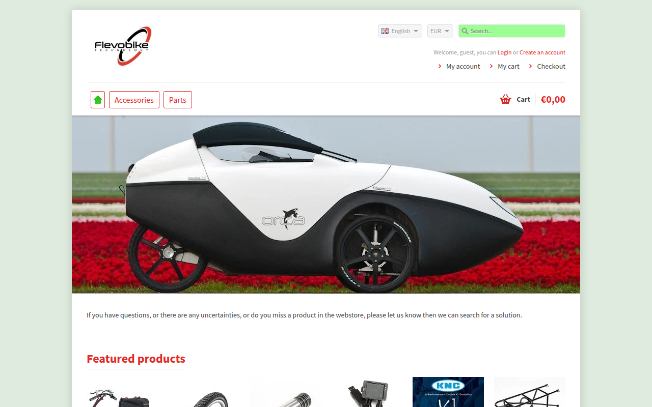 Screenshot van shop.flevobike.nl