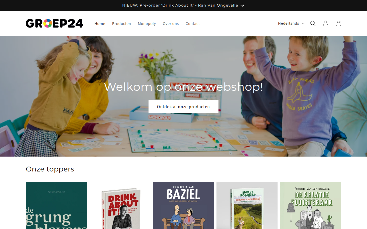 Screenshot van shop.groep24.be