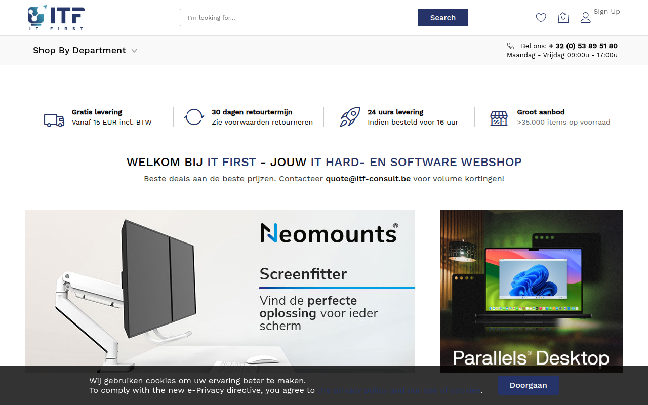 Screenshot van shop.itfirst.be
