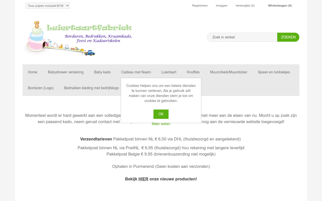 Screenshot van shop.luiertaartfabriek.nl