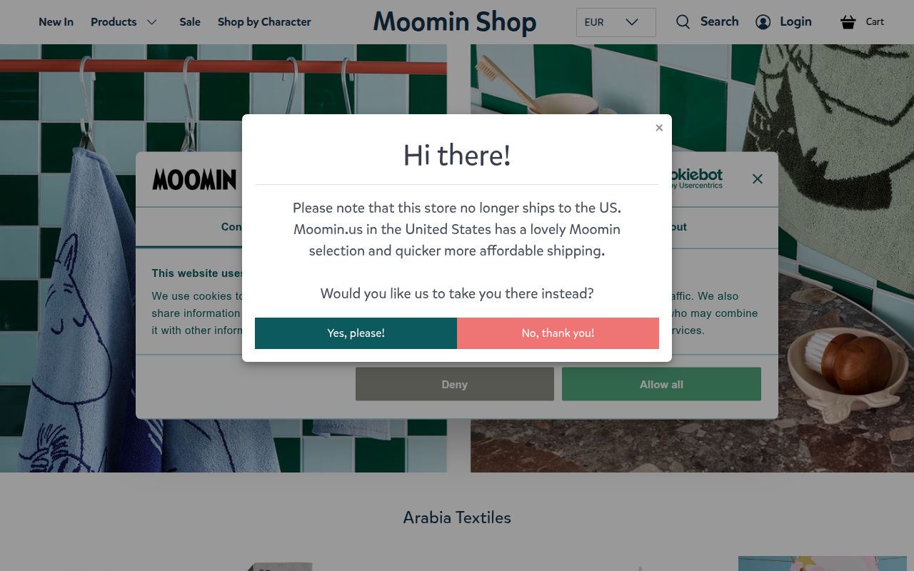 Screenshot van shop.moomin.com