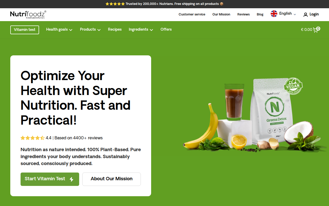 Screenshot van shop.nutrifoodz.co