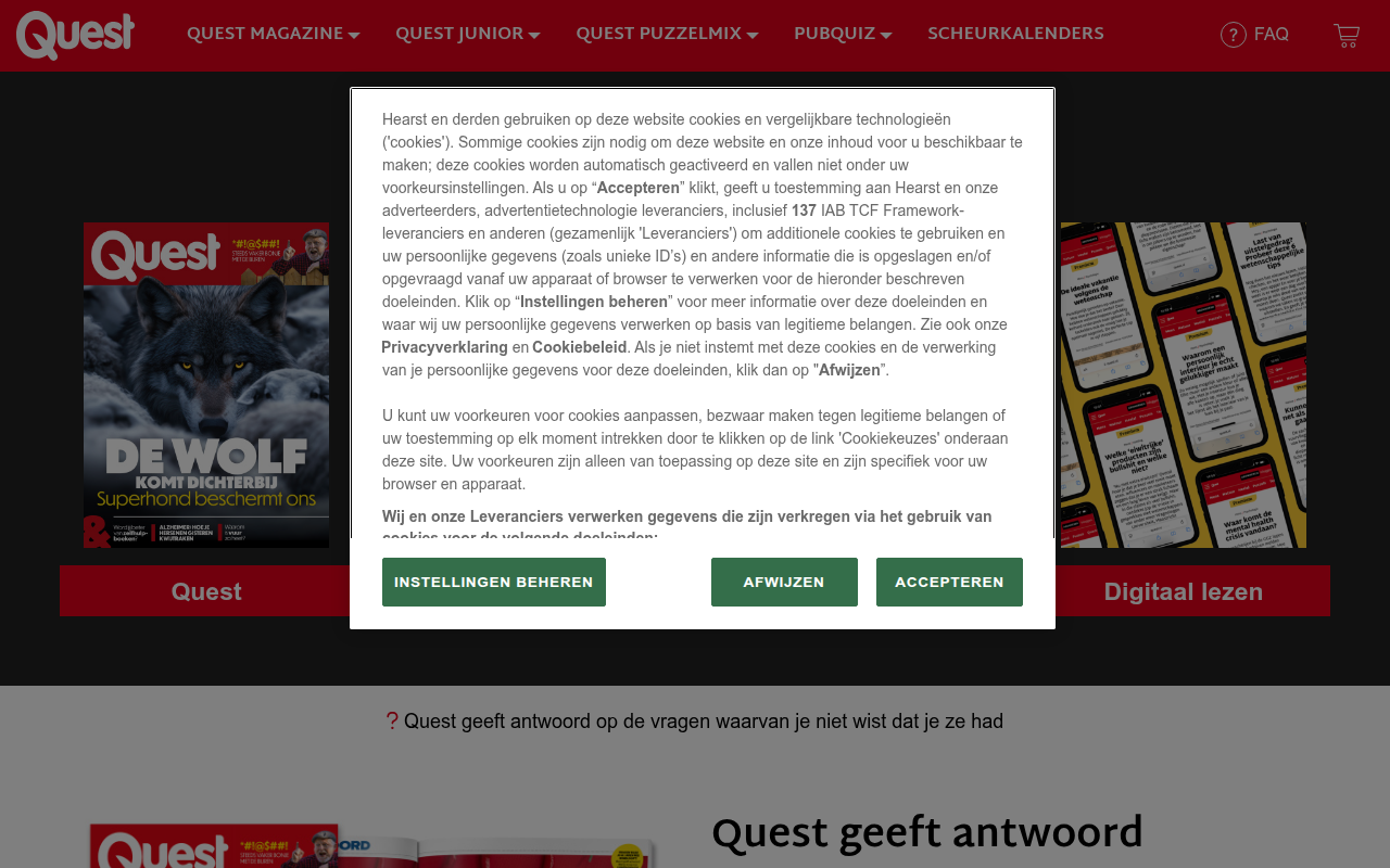Screenshot van shop.quest.nl