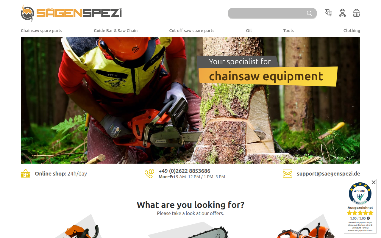 Screenshot van shop.saegenspezi.de
