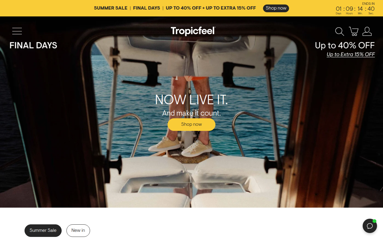 Screenshot van shop.tropicfeel.com