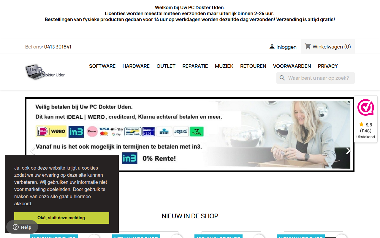 Screenshot van shop.uwpcdokteruden.nl