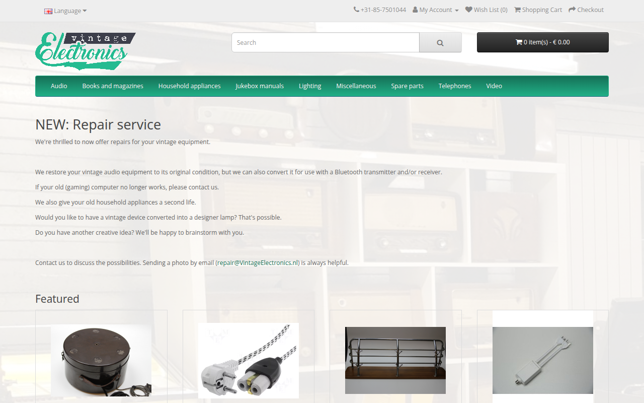 Screenshot van shop.vintageelectronics.nl