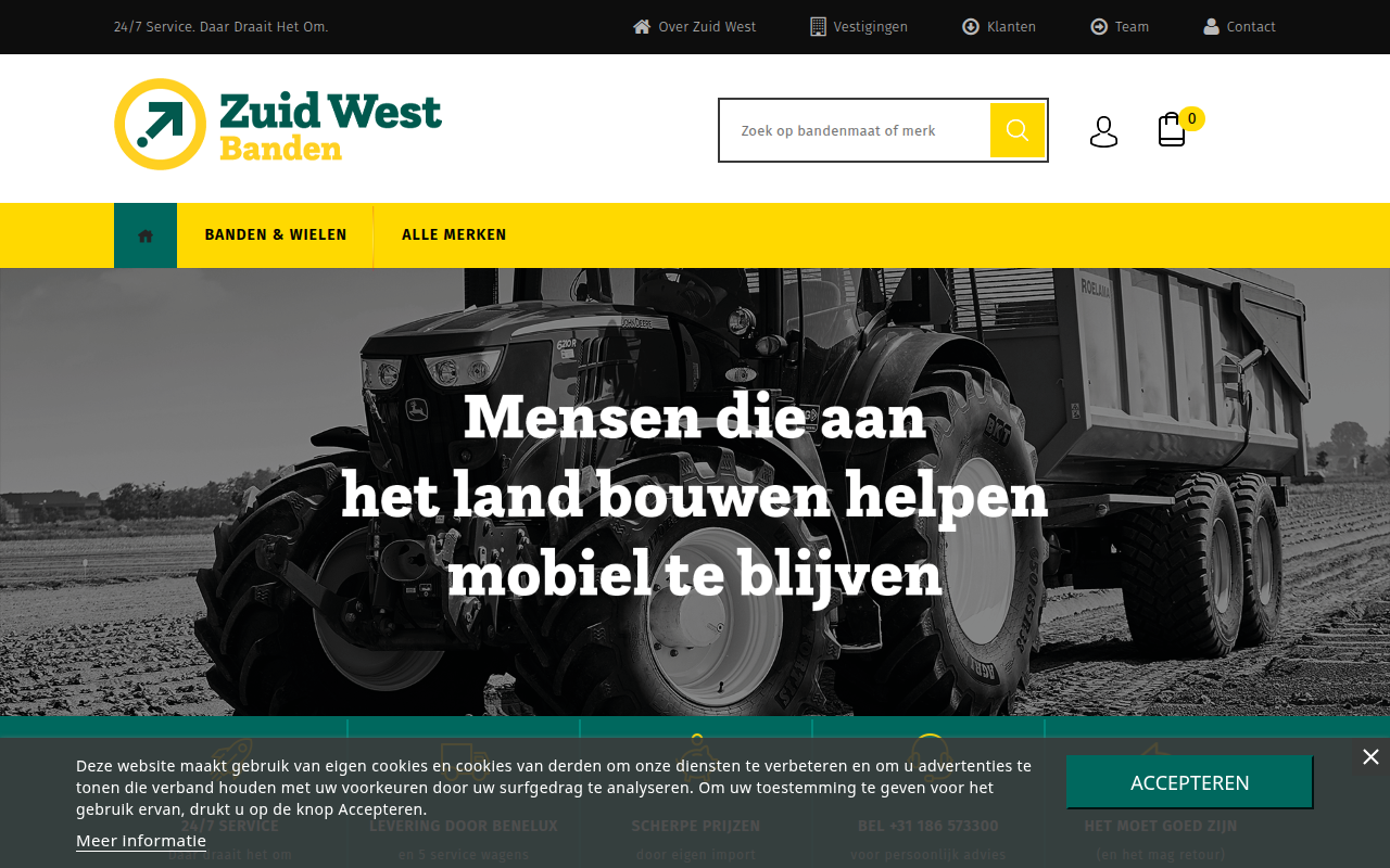 Screenshot van shop.zuidwestbanden.nl