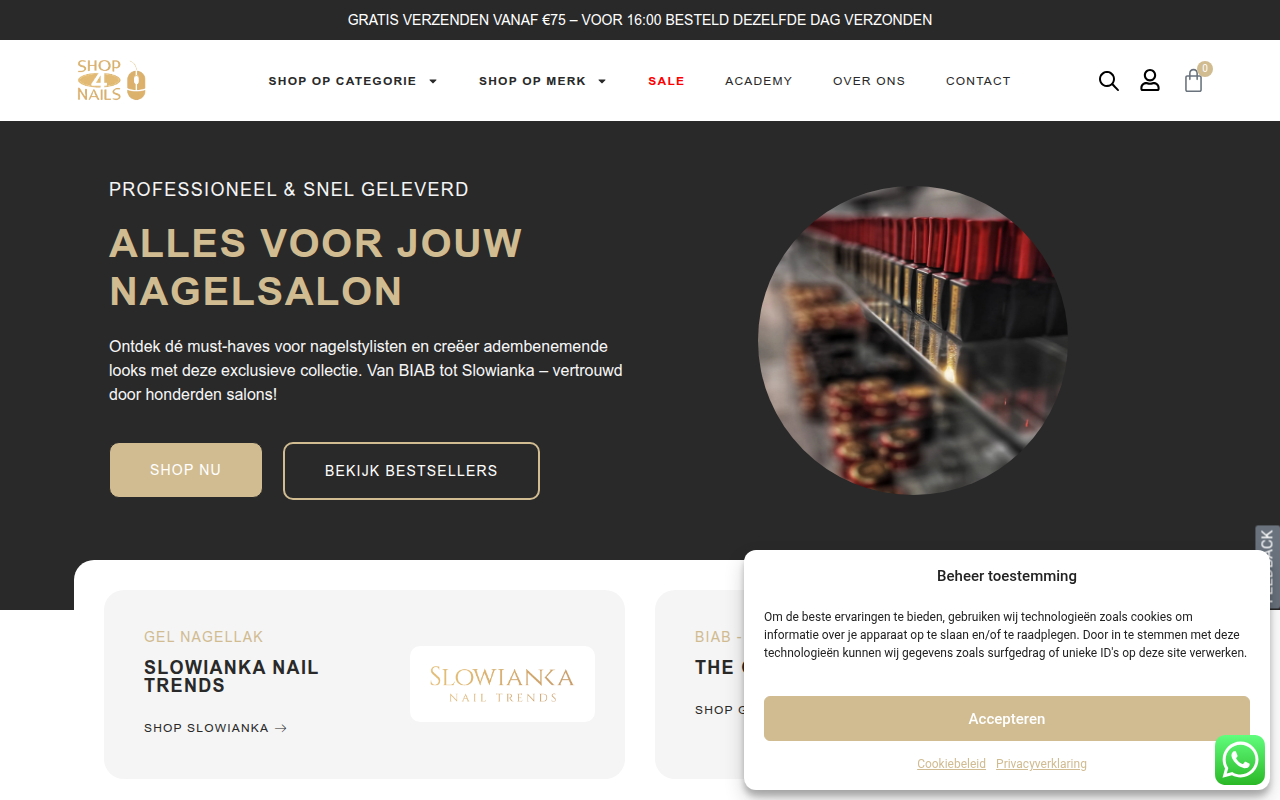 Screenshot van shop4nails.nl
