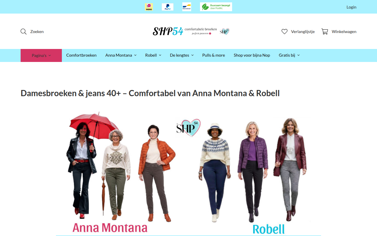Screenshot van shop54.nl