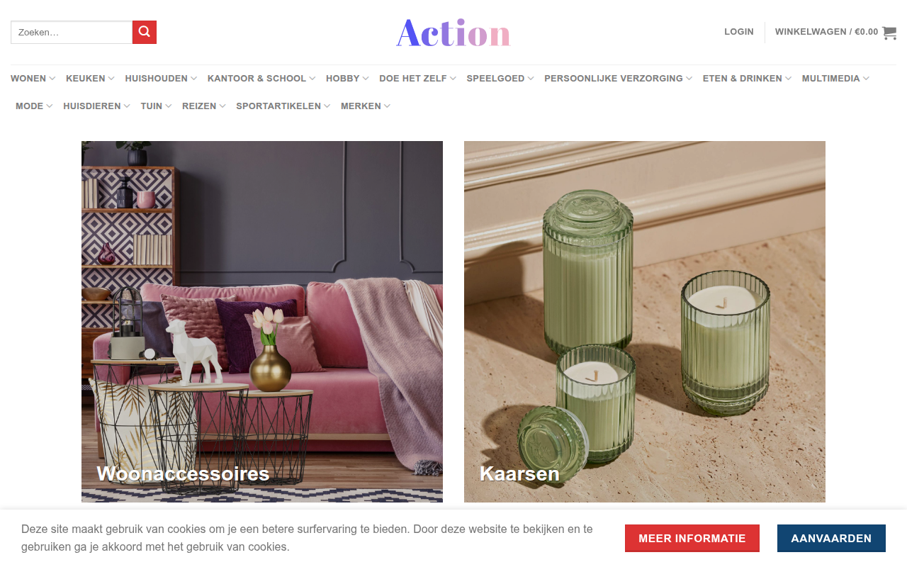 Screenshot van shopactionnl.com