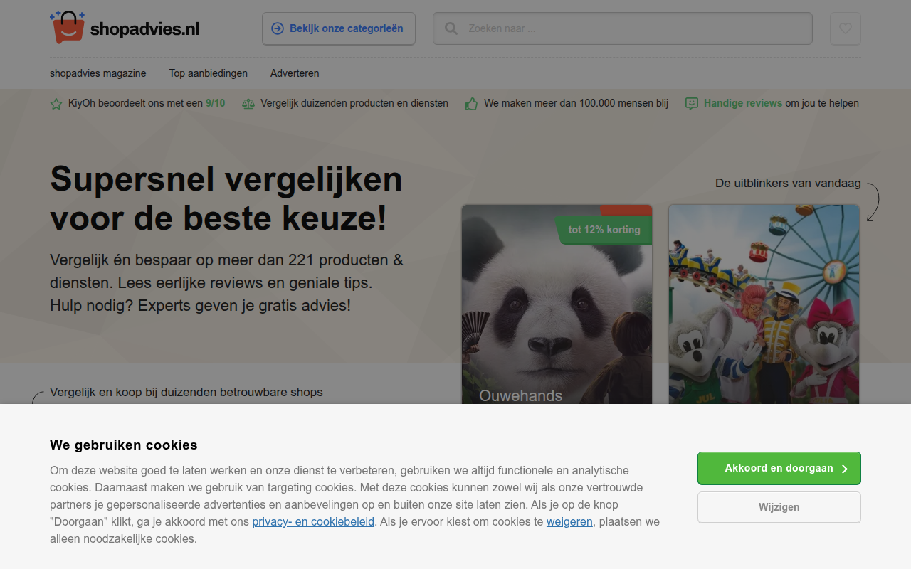 Screenshot van shopadvies.nl