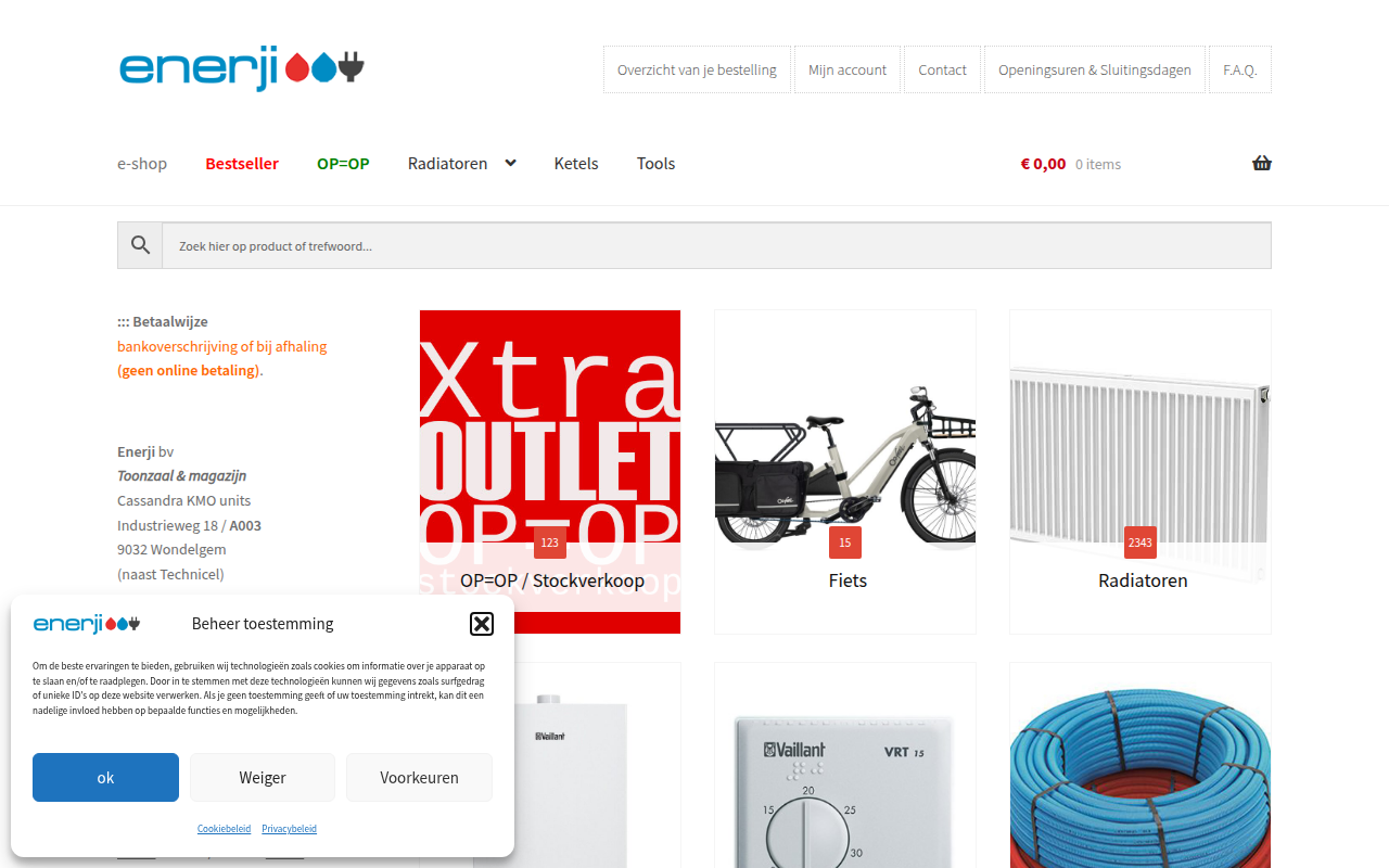 Screenshot van shopenerji.be