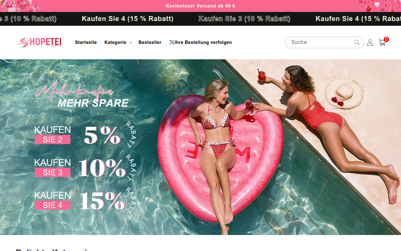 Screenshot van shopetei.com