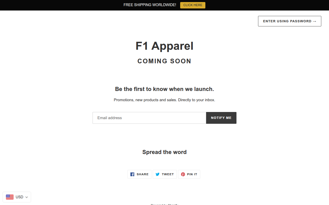 Screenshot van shopf1apparel.com