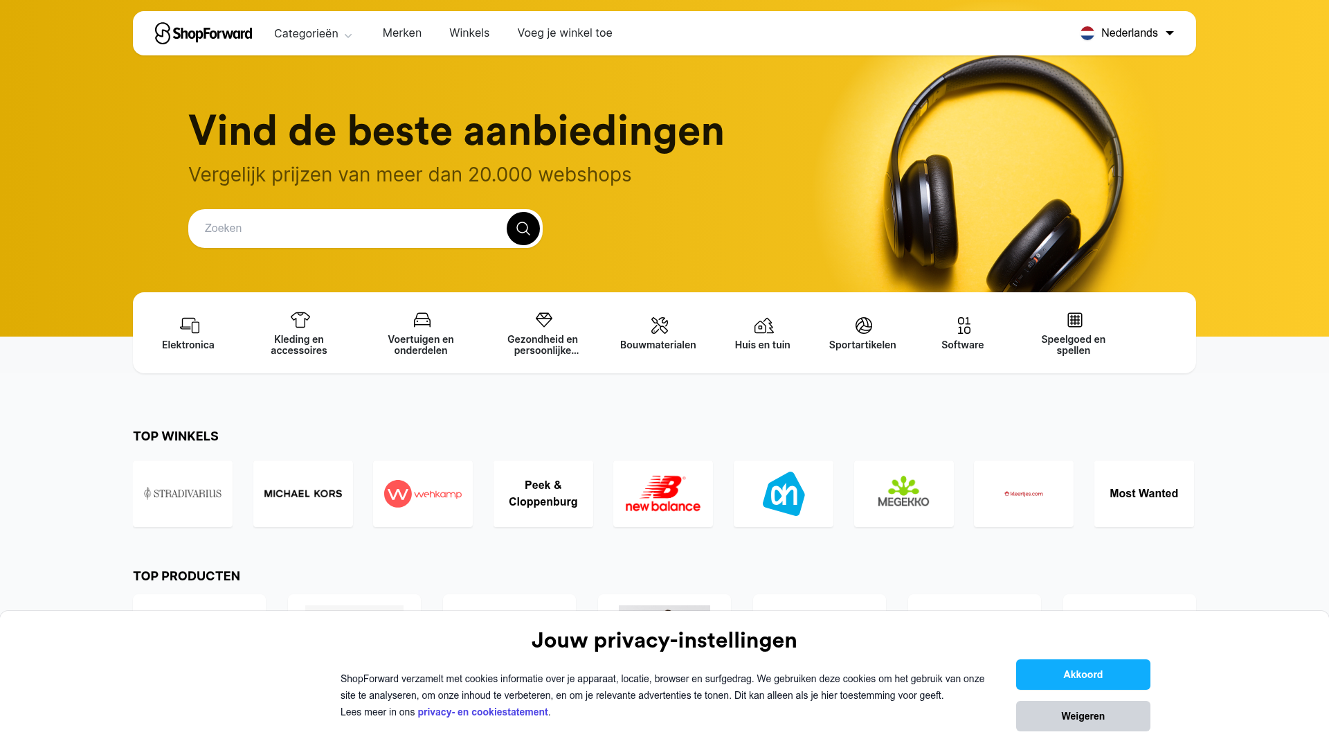 Screenshot van shopforwarddeals.nl