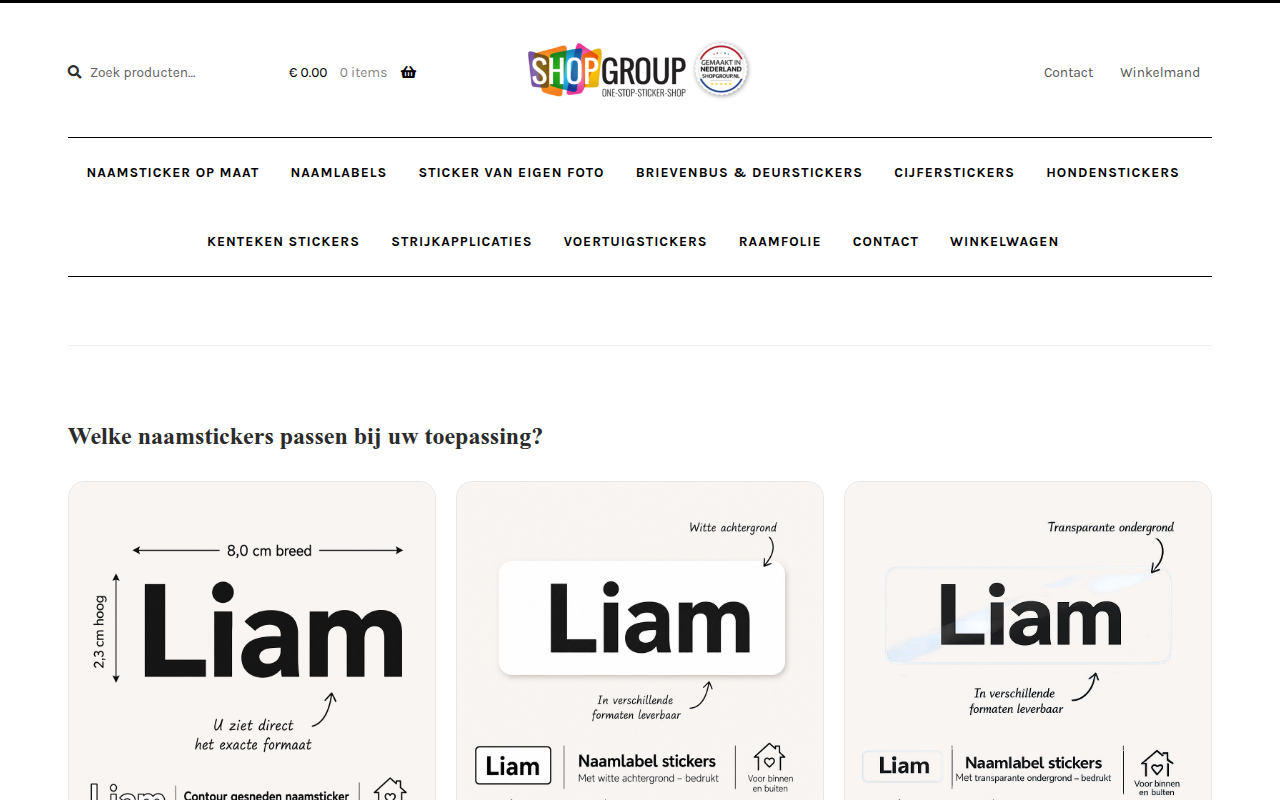 Screenshot van shopgroup.nl
