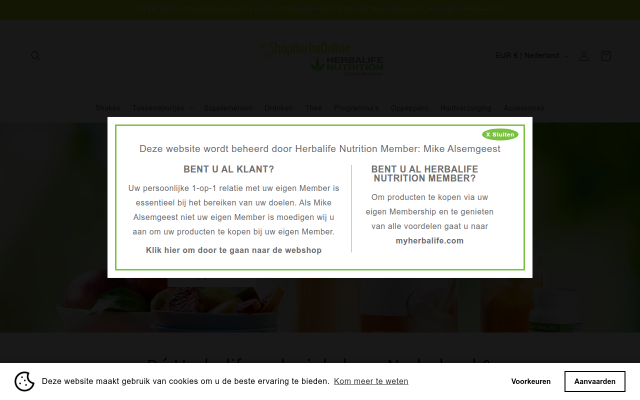 Screenshot van shopherbaonline.eu