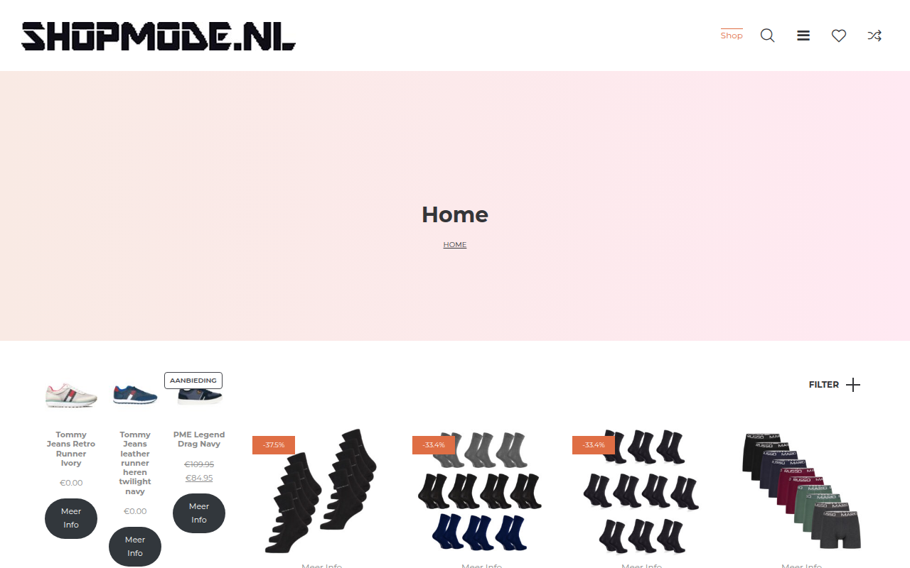 Screenshot van shopmode.nl