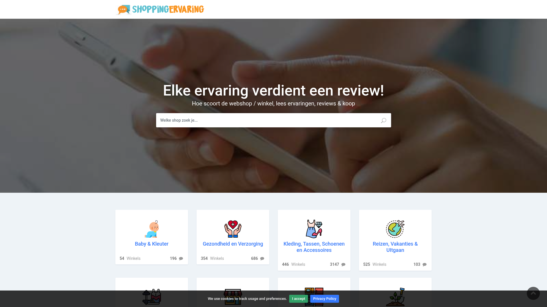Screenshot van shoppingervaring.nl