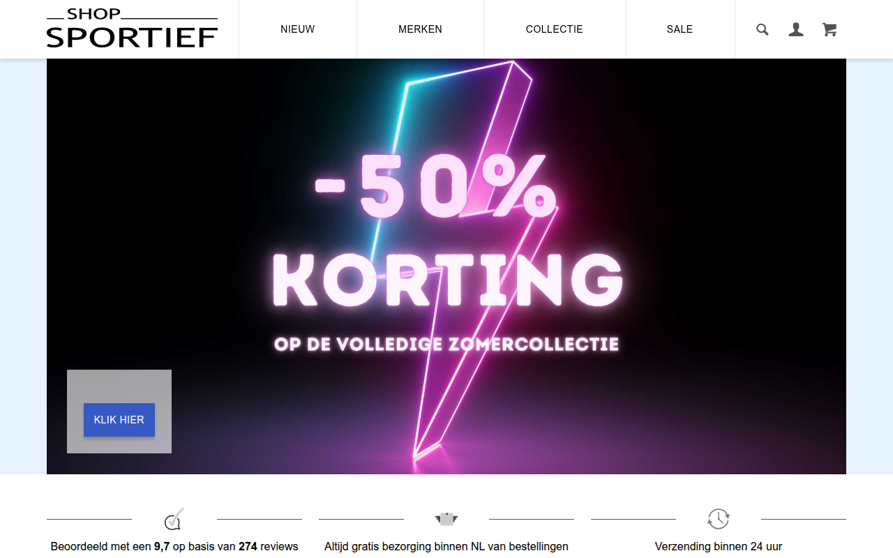 Screenshot van shopsportief.nl
