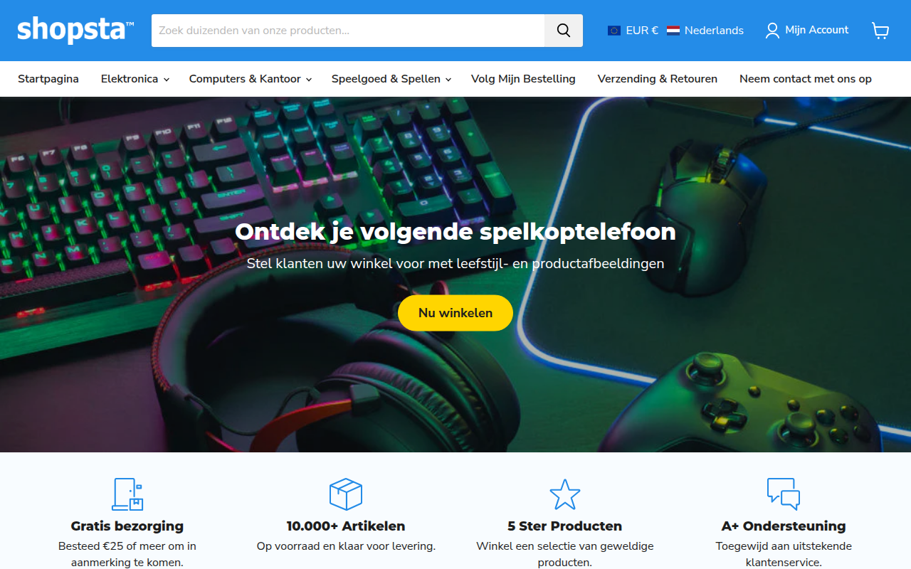 Screenshot van shopsta.nl