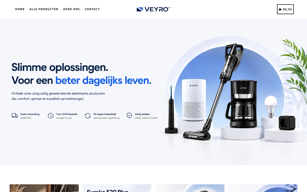 Screenshot van shopveyro.nl