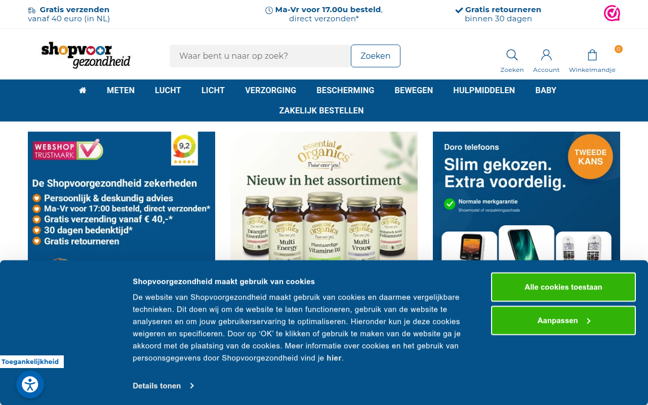 Screenshot van shopvoorgezondheid.nl