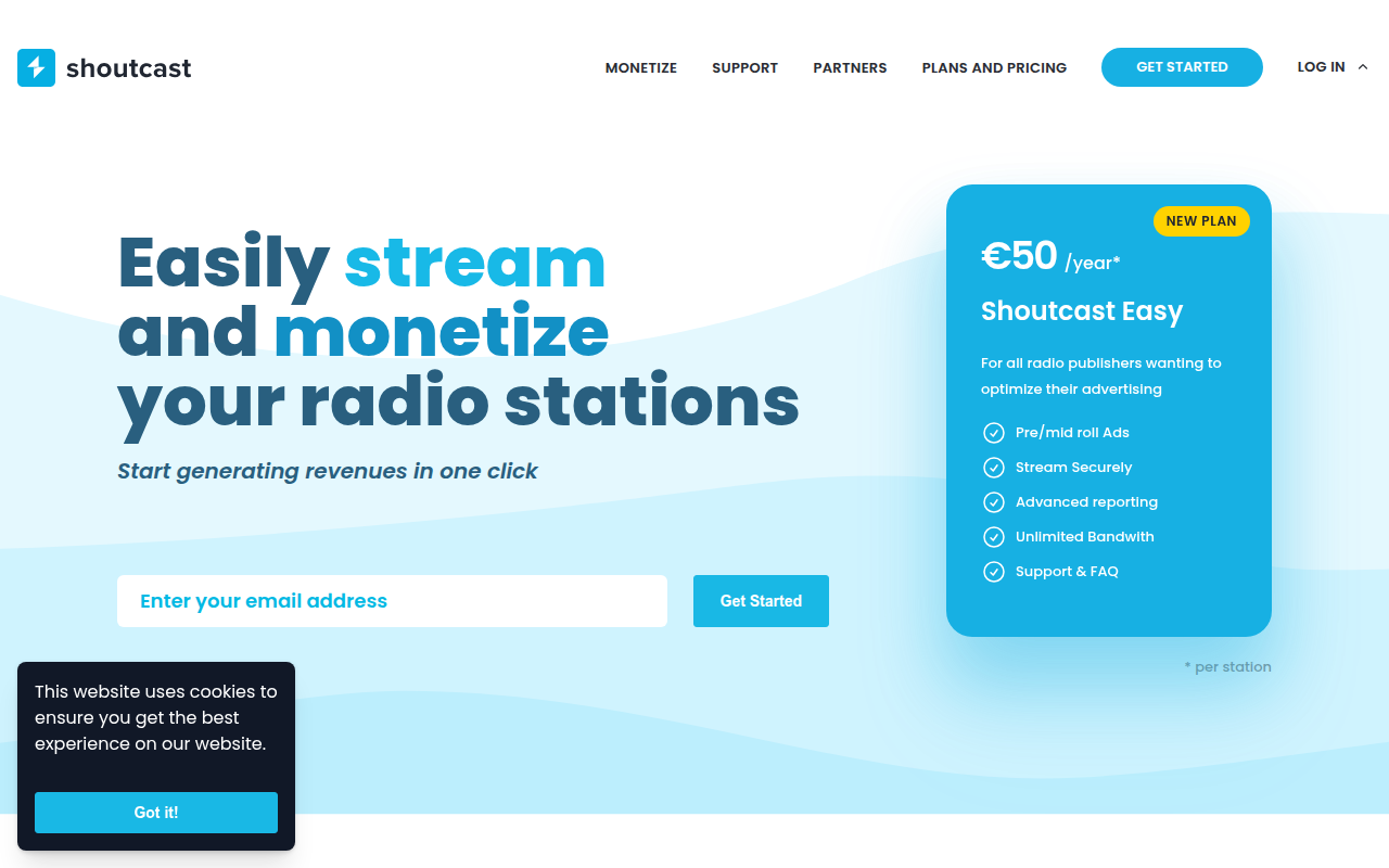 Screenshot van shoutcast.com