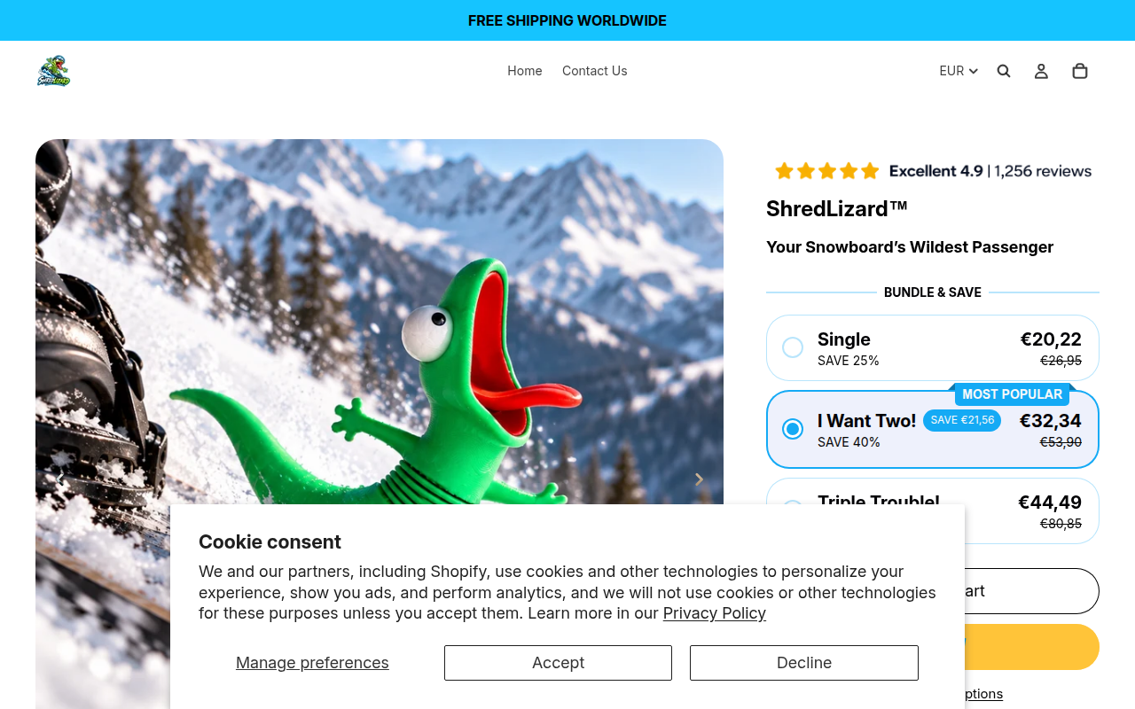 Screenshot van shredlizard.com