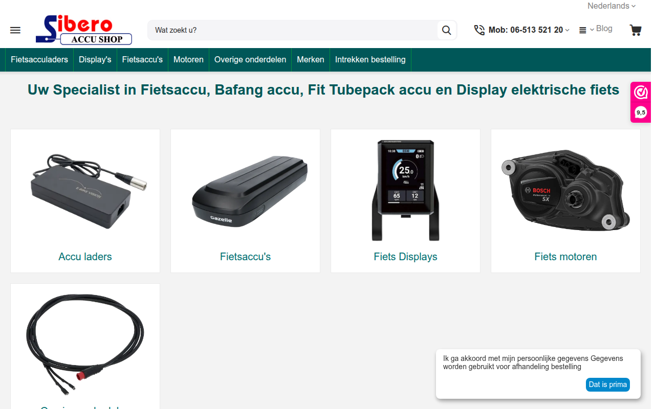 Screenshot van sibero.nl
