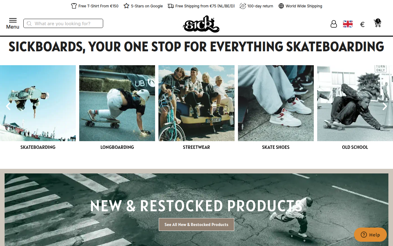 Screenshot van www.sickboards.nl