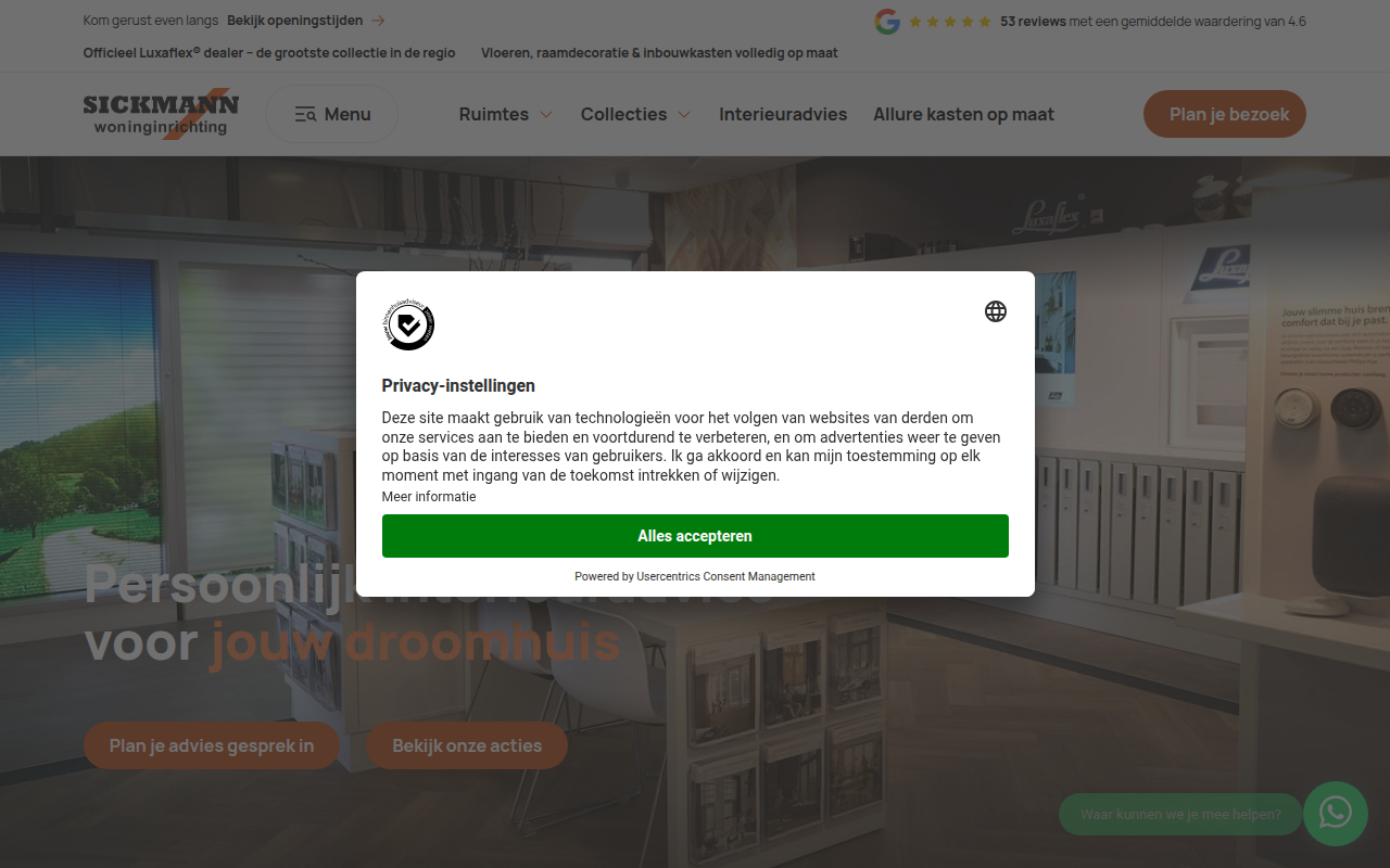 Screenshot van sickmannwoninginrichting.com