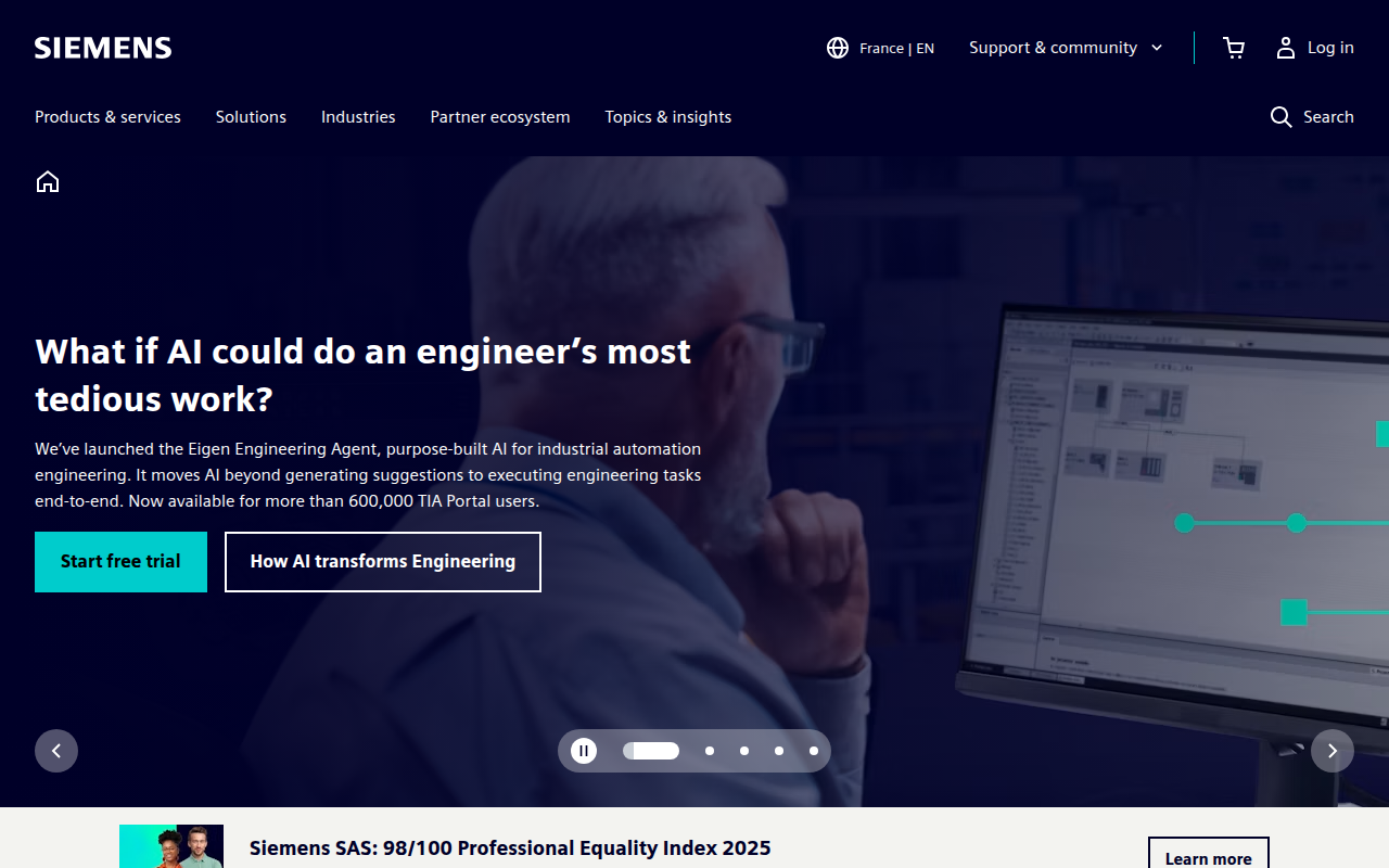 Screenshot van siemens.com