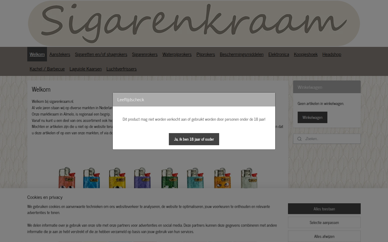 Screenshot van sigarenkraam.nl