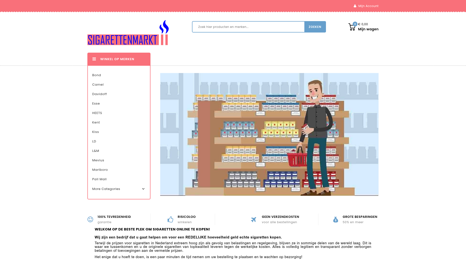 Screenshot van sigarettenmarkt.com